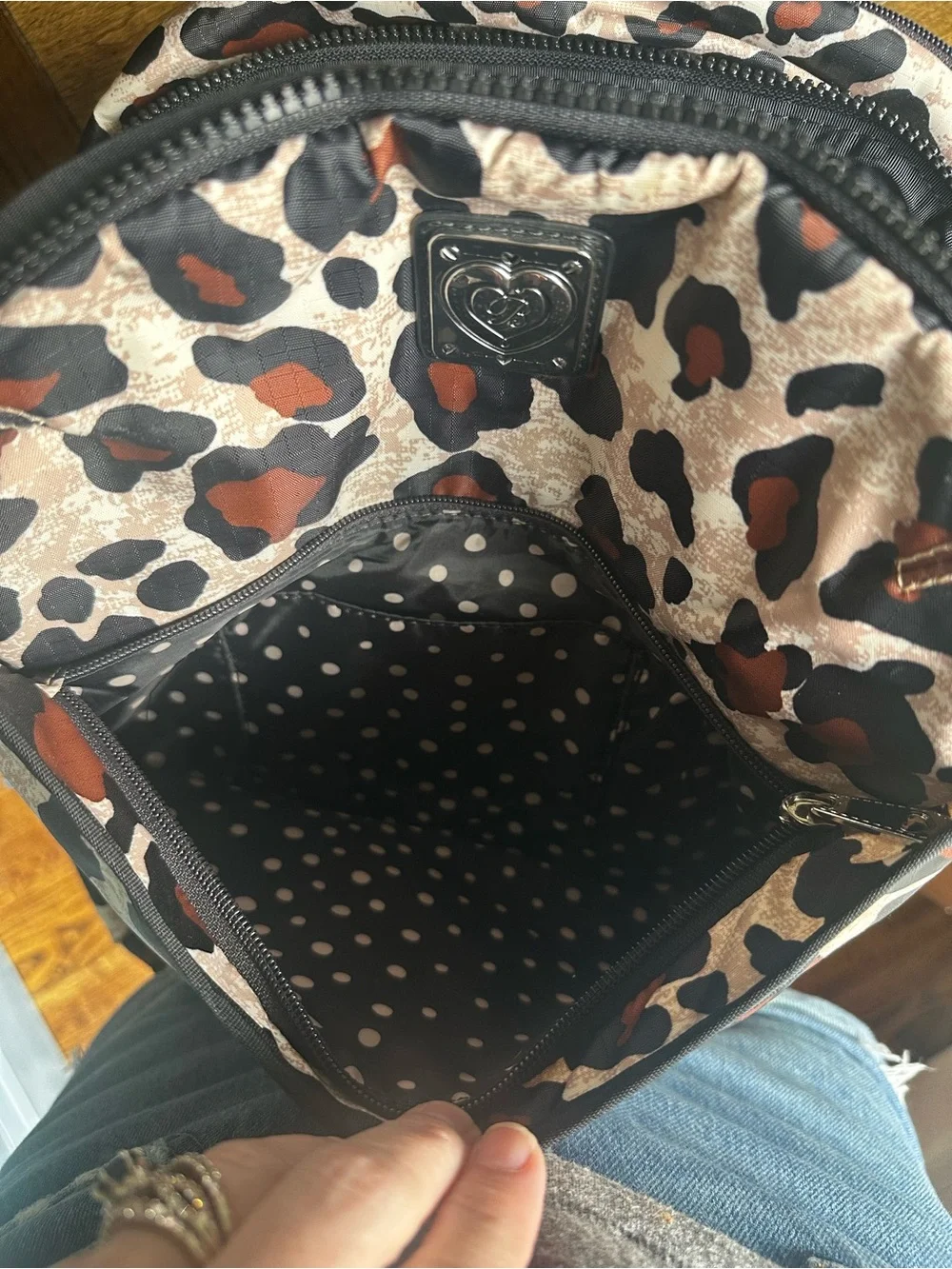 Brighton Leopard Print Backpack - Black & Brown Spots